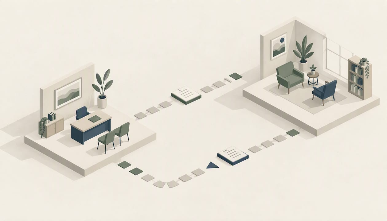 Isometric illustration of a closed referral loop